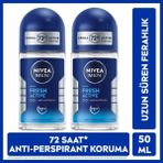 Nivea MEN Erkek Roll-on Deodorant Fresh Active 50ml, 72 Saat Ter Koruması, Alkol İçermez, X2 Adet