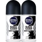Nıvea Men Erkek Roll On Deodorant Invisible Black&White Original, 48 Saat Anti-Perspirant Koruma 50 Ml X 2 Adet