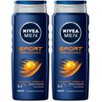 NIVEA MEN Erkek Sports Duş Jeli, 500 ml, 3ü 1 Arada Kullanım, Vücut, Yüz ve Saç, 24 Saat Ferahlık, Enerji Veren Koku (2 paketi)