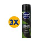 NIVEA Men Erkek Sprey Deodorant Amazonia 150ml, 48 Saat Anti-perspirant Koruma, Ter Karşıtı, X3 Adet