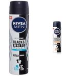 NIVEA Men Erkek Sprey Deodorant Black& White Invisible Fresh 48 Saat Anti-Perspirant Koruma (150 ml) + NIVEA Men Erkek Sprey Deodorant Black & White Invisible Güçlü Etki 48 Saat (150ml) X2