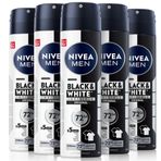 NIVEA MEN Erkek Sprey Deodorant Black & White Invisible Original 150ml, 72 Saat Anti-Perspirant, X5 Adet