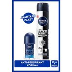 NIVEA Men Erkek Sprey Deodorant Black & White Invisible Original 200ml Ve Fresh Active Mini Roll-on 25