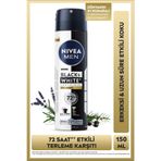 NIVEA MEN Erkek Sprey Deodorant Black&White Invisible Epic Night 150 ml,72 Saat Terleme Karşıtı,Kumaş Koruması,Alkolsüz