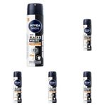 NIVEA MEN Erkek Sprey Deodorant Black&White Invisible Güçlü Etki 150 ml, 72Saat Anti Perspirant Koruma,Kıyafetlerde Leke Karşıtı (5 paketi)