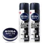 NIVEA MEN Erkek Sprey Deodorant Black&White Invisible Original 150 mlx2 + NIVEA MEN Erkek Nemlendirici Bakım Kremi 30 ml