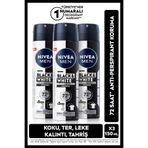 NIVEA MEN Erkek Sprey Deodorant Black&White Invisible Original 150ml, 72 Saat Ter Koruma, Alkolsüz, X3Adet