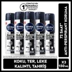 Nivea MEN Erkek Sprey Deodorant Black&White Invisible Original 150ml, 72 Saat Terlemeye ve Ter Kokusuna Karşı Koruma, Alkolsüz, X5 Adet - 150 ml