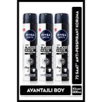 Nivea MEN Erkek Sprey Deodorant Black&White Invisible Original 200ml, 72 Saat Anti-perspirant, X3 Adet