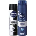 NIVEA Men Erkek Sprey Deodorant Black&White Invisible Original 48 Saat Anti-perspirant Koruma 150ml ve NIVEA Men Protect&Care Tıraş Jeli 200ml, Kuru Ciltler İçin, Pürüzsüz Tıraş