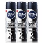 NIVEA MEN Erkek Sprey Deodorant Black&White Invisible Original Ter ve Ter Kokusuna Karşı 72 Saat Anti-perspirant Koruma 150ml x3 Adet