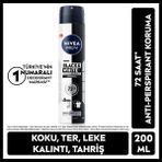 Nivea MEN Erkek Sprey Deodorant Black&White Original 200ml, 72 Saat Ter Koruması, Sarı Leke Karşıtı, Alkolsüz - 200 ml