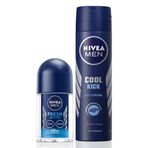NIVEA MEN Erkek Sprey Deodorant Cool Kick Fresh 150ml ve Mini Roll-on Fresh Active 25ml