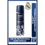 NIVEA MEN Erkek Sprey Deodorant Deep Darkwood 150 ml,Real Madrid Special Edition,Ter Kokusuna Karşı Koruma