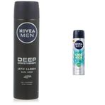 NIVEA Men Erkek Sprey Deodorant Deep Dimension 48 Saat Anti-perspirant Koruma, 150 ml, Erkeksi Koku + NIVEA Men Erkek Sprey Deodorant Cool Kick Fresh, 150 ml, Ter ve Ter Kokusuna Karşı 48 Saat X2