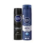 NIVEA Men Erkek Sprey Deodorant Deep Dimension 48 Saat Anti-perspirant Koruma 150ml ve NIVEA Men Protect&Care Tıraş Jeli 200ml, Kuru Ciltler İçin, Pürüzsüz Tıraş