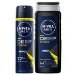 Nivea MEN Erkek Sprey Deodorant Deep Extreme 150ml, Duş Jeli Deep Extreme 500ml, Vücut Saç ve Yüz İçin