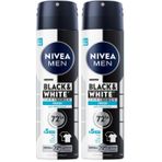 NIVEA MEN Erkek Sprey Deodorant Deodorant Black&White Invisible Fresh 150 ml,72 Saat Anti-Perspirant Ter ve Ter Kokusuna Karşı Koruma,Kıyafetlerde Leke Bırakmaz,Etil Alkol İçermez (2 paketi)