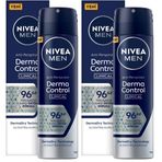 NIVEA MEN Erkek Sprey Deodorant Derma Control Clinical 150 ml, 96 Saat Antiperspirant Koruma,Ekstra Kuruluk,Alkolsüz (2 paketi)