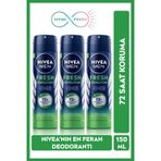 Nivea Men Erkek Sprey Deodorant Fresh Sensation 150 Ml X3 Adet,72 Saat Anti-Perspirant Koruma