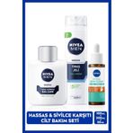 NIVEA MEN Erkek Tıraş Sonrası Balsam 100ml,Derma Skin Clear Karşıtı Serum 30ml ve Tıraş Jeli 200ml