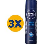 Nivea Men Fresh Active 3x150 ml Erkek Sprey Deodorant