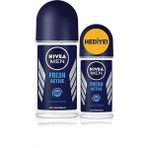 Nivea Men Fresh Active Roll-On 50+25 ml 2li Paket Erkek Roll-On Deodorant - 50 ml