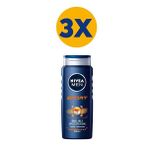 Nivea Men Sport Duş Jeli, Vücut, Yüz ve Saç Şampuanı 500 ml X3 Adet