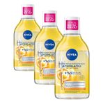 NIVEA Micellar Aydınlatıcı Makyaj Temizleme Suyu 400 ml,Suya Dayanıklı Makyajı Çıkarır,Ovalama Gerektirmez,Serum İçerikli,C Vitamini,E Vitamini, (3 paketi)