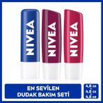 NIVEA Original Care Renksiz Dudak Bakım Kremi 4.8gr, Böğürtlen Dudak Parlatıcı ve Kiraz Renkli Dudak Kremi