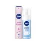 Nivea Pearl & Beauty Antiperspirant Kadın Sprey Deodorant 150 ml + Yüz Temizleme Köpüğü 150 ml