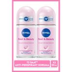 NIVEA Pearl & Beauty Kadın Roll-on Deodorant 50ml, 72 Saat Anti Perspirant, 2'li Set