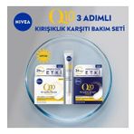NIVEA Q10 3 Adımlı Kırışıklık Karşıtı Bakım Seti,Gündüz Kremi,Cilt Serumu ve Gece Kremi 50 ml