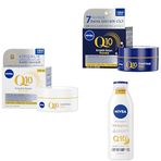NIVEA Q10 Power Kırışıklık Karşıtı Gündüz Yüz Kremi SPF30 50 ml + Gece Bakım Kremi 50 ml + Sıkılaştırıcı Vücut Losyonu 250 ml