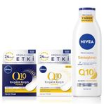 NIVEA Q10 Power Kırışıklık Karşıtı SPF 30 Gündüz Yüz Bakım Kremi 50 ml ve Q10 Kırışıklık Karşıtı Gece Bakım Kremi 50ml ve Sıkılaştırıcı Vücut Losyonu 250 ml