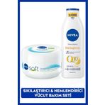 NIVEA Q10 Sıkılaştırıcı C Vitamini Vücut Bakım Losyonu 250ml ve Soft Nemlendirici Krem 300ml, Esnek Cilt
