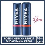 Nivea Renkli Nemlendirici Dudak Bakım Kremi 4,8gr SPF30 Allık Etkisi ile Rose ve Mercan Renk