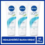 Nivea Soft 75 ml X3 Nemlendirici Bakım Kremi Ferahlatıcı Özellikli Yüz, Vücut ve El İçin - 3 LÜ
