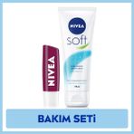 Nivea Soft El Kremi 75 ml + Böğürtlen Aromalı Dudak Nemlendirici 4,8 g – Yoğun Nemlendirme ve Bakım Seti