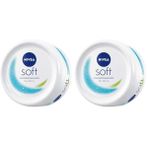 NIVEA Soft Krem, 200 ml, Nemlendirici Bakım Kremi, Yüz, Vücut, El, Jojoba Yağı ve E Vitamini ile Cilt Bakımı, Anında Emilen Hafif Formül, Tüm Ciltler için 2li paket