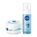 NIVEA Soft Nemlendirici Bakım Kremi 300 ml,Canlandırıcı Yüz Temizleme Köpüğü 150 ml,Bakım Seti