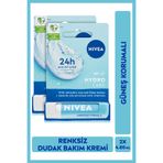 NIVEA SPF15 Hydro Care Renksiz Dudak Bakım Kremi 4.8gr, Güneş Koruyucu, X2 Adet
