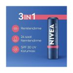Nivea SPF30 Nemlendirici Dudak Bakım Kremi 4.8gr, Mercan, Rose, Kırmızı Renkli, Dudak Yanak, Allık Etkisi - standart