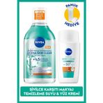Nivea SPF50 Derma Skin Clear Sivilce Karşıtı Güneş Koruyucu Krem40ml ve Makyaj Temizleme Suyu,Pamuk Hediye