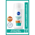 NIVEA SPF50 Derma Skin Clear Sivilce Karşıtı Güneş Koruyucu Yüz Krem 40ml,Matlaştırıcı,Niasinamid,Karnitin