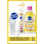 NIVEA SPF50 Luminous630 Leke Karşıtı Güneş Koruyucu Krem ve Micellar Makyaj Temizleme Suyu, Pamuk Hediye