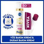 Nivea SPF50 LUMINOUS630 Thiamidol Leke Karşıtı Gündüz Kremi 40ML ve Böğürtlen Dudak Kremi, Çanta Hediye