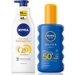 Nivea Sun Güneş Koruyucu & Sıkılaştırıcı Kişisel Bakım Seti SPF50+ Güneş Kremi 200 ml ve Vücut Losyonu
