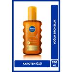 NIVEA SUN Karoten Özlü Yoğun Bronzlaştırıcı Güneş Yağ Sprey 200ml, E Vitamini,Doğal Bronzluk