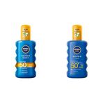 NIVEA Sun SPF 50 Koruma & Ferahlık Transparan Güneş Spreyi (200ml) ve NIVEA Sun SPF 50+ Koruma & Nem Güneş Spreyi, Suya Dayanıklı Nemlendirici Güneş Kremi (200 ml)